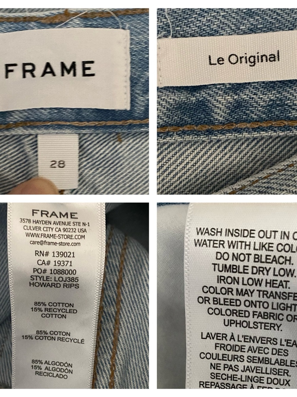 Frame Denim Light Blue Straight Leg Distressed Button Fly Jeans SZ 28 - Picture 14 of 14